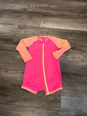 Bonds Neon Pink & Peach Long-Sleeve Zip Rashguard